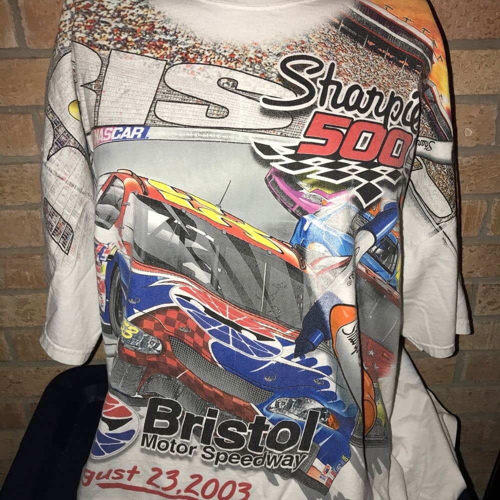Chase Authentics White Multicolor NASCAR Bristol Motor Speedway T-Shirt